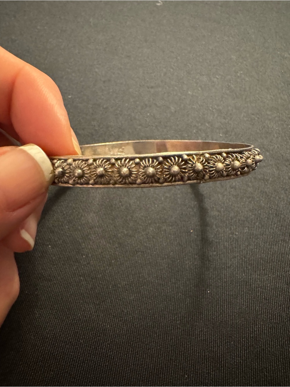 Vintage Sterling Silver Daisy Floral Bangle Bracelet 16.2g